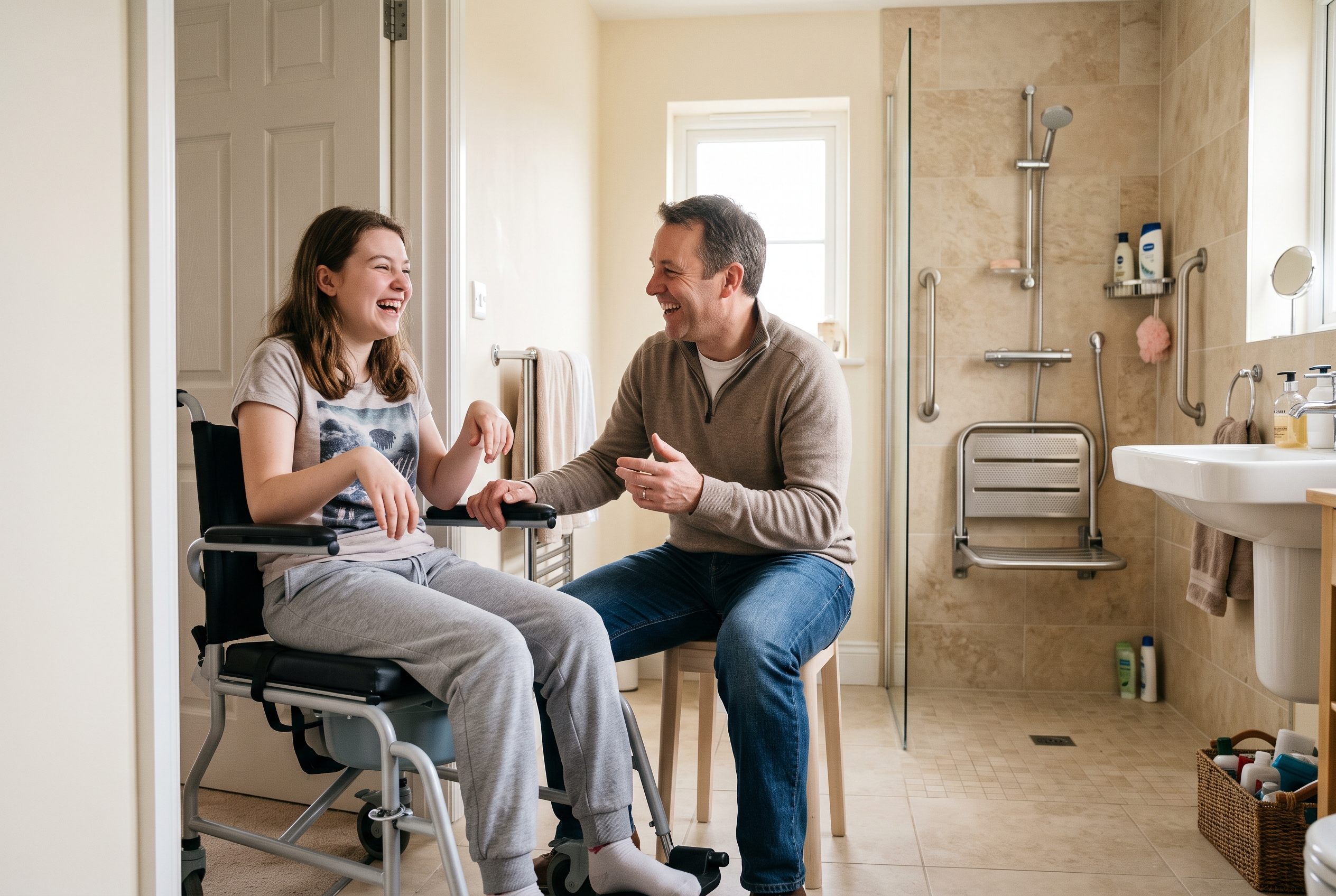Accessible bathroom planned for a growing child with a disability