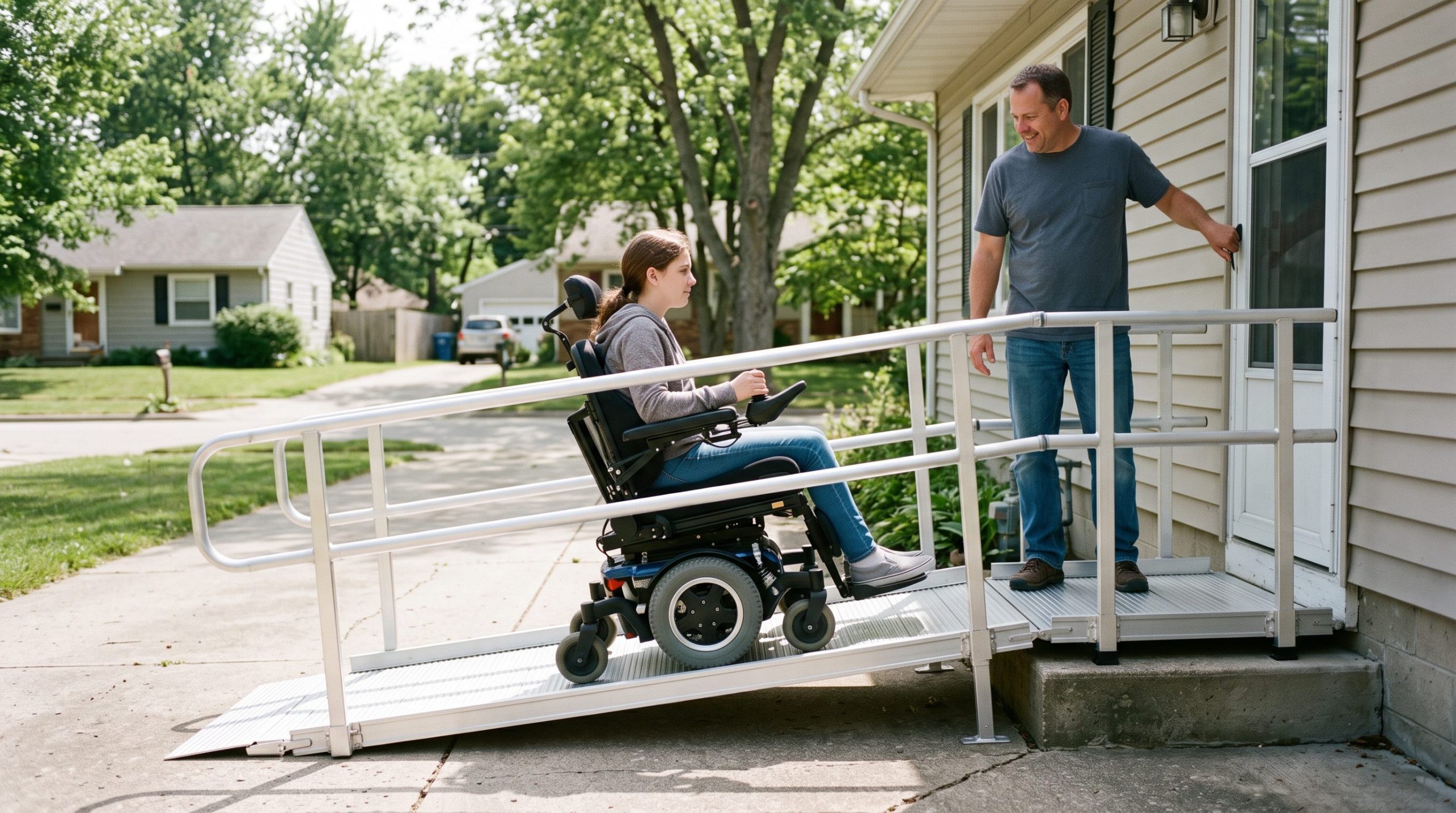 Indianapolis family home with a ramp from an HCBS waiver home modification