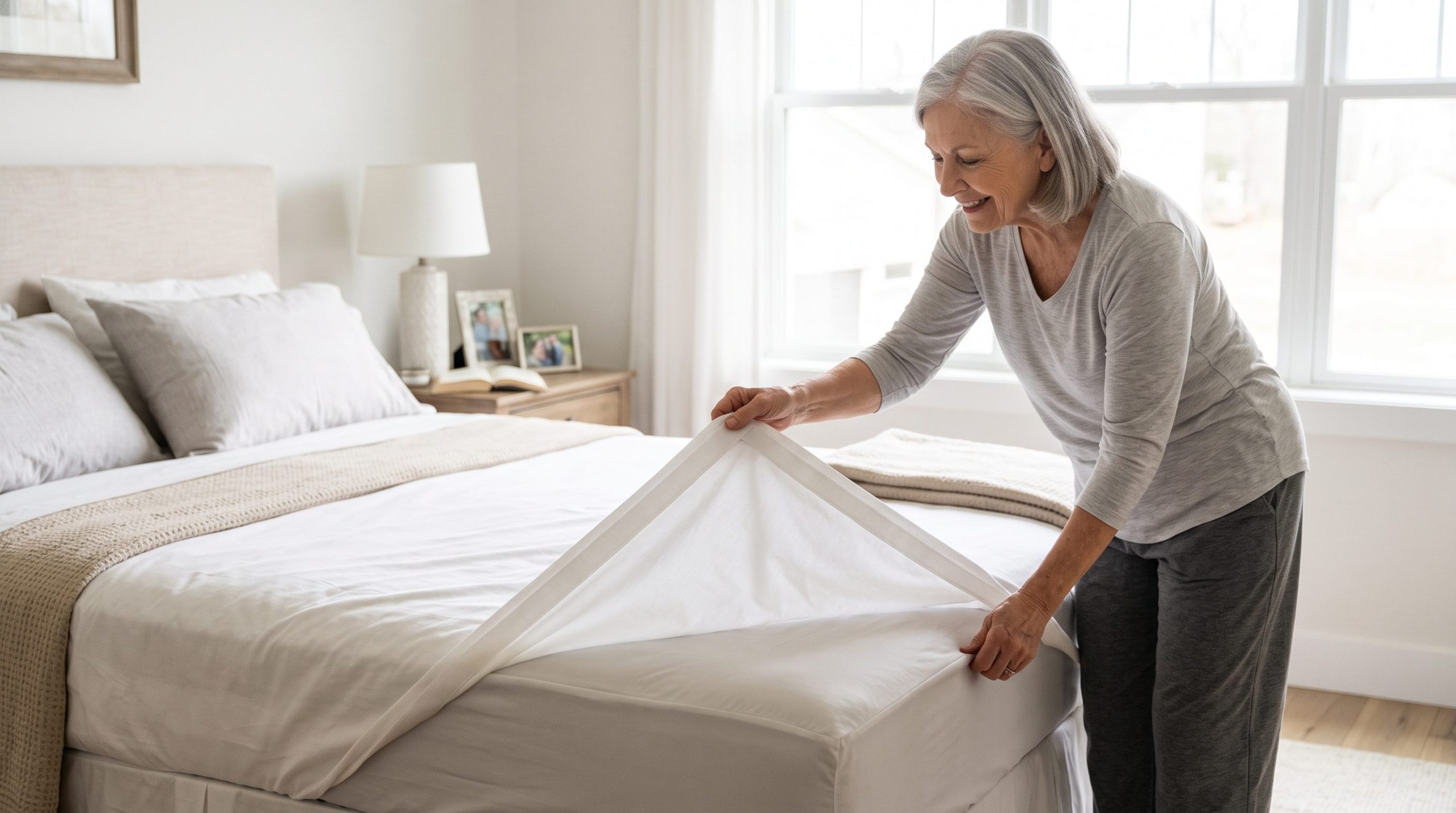 Lift Off Linens caregiver bedding with lift-off top layer